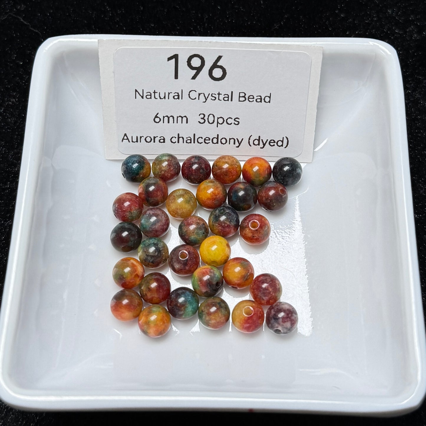 196 Aurora chalcedony (dyed) Natural Crystal Bead 6mm 30pcs