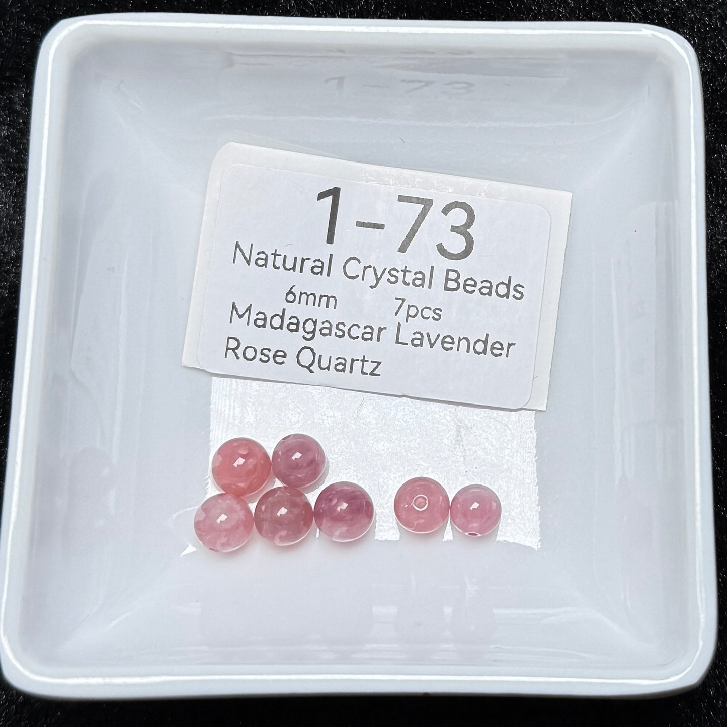 1-73 Madagascar Lavender Rose Quartz Natural Crystal Beads
6mm	7pcs