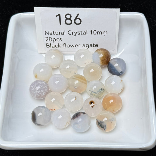 186 Black flower agate
Natural Crystal 10mm20pcs