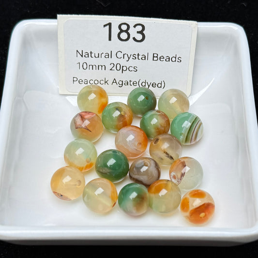 183 Peacock Agate(dyed)
Natural Crystal Beads10mm 20pcs