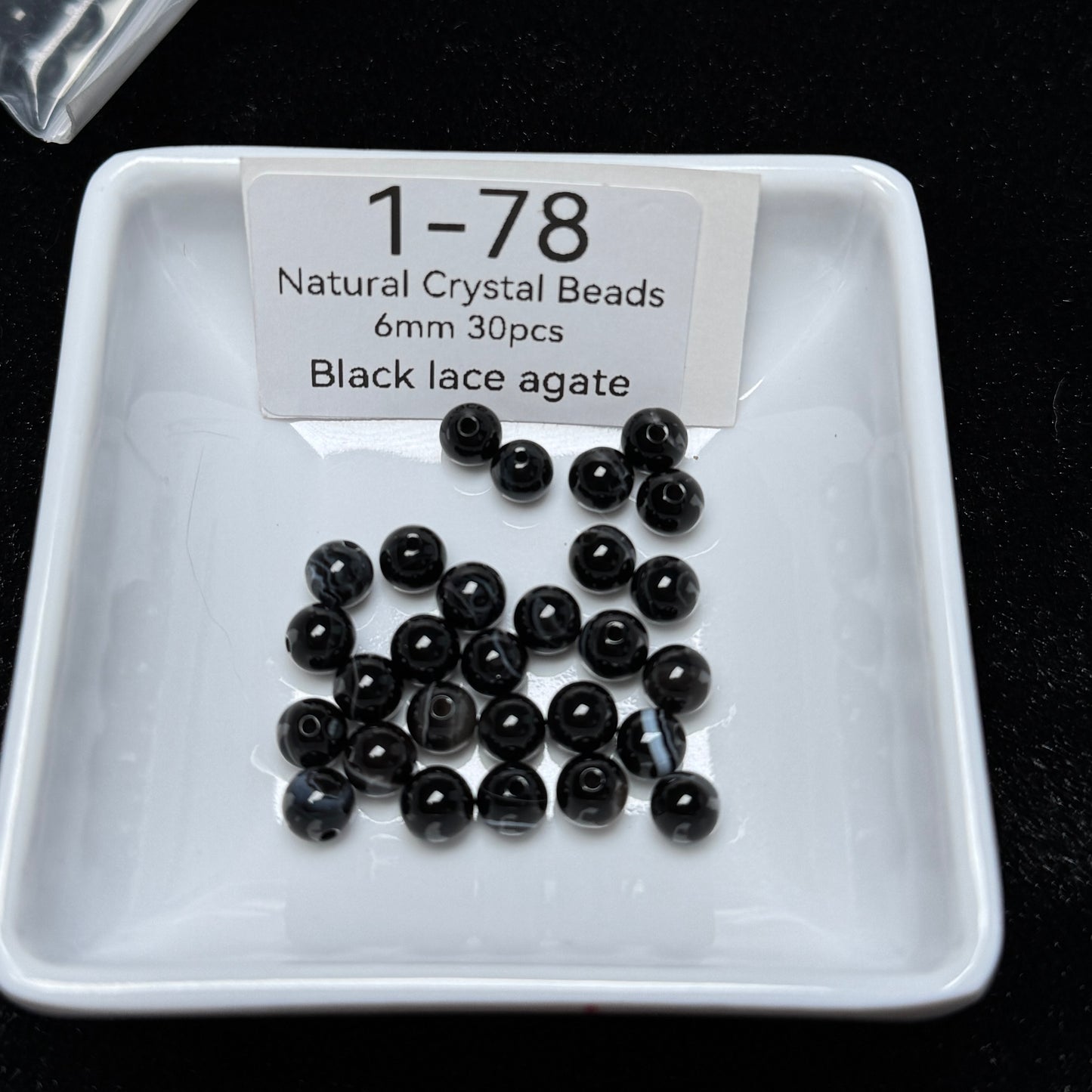 1-78 Black lace agate
Natural Crystal Beads
6mm 30pcs