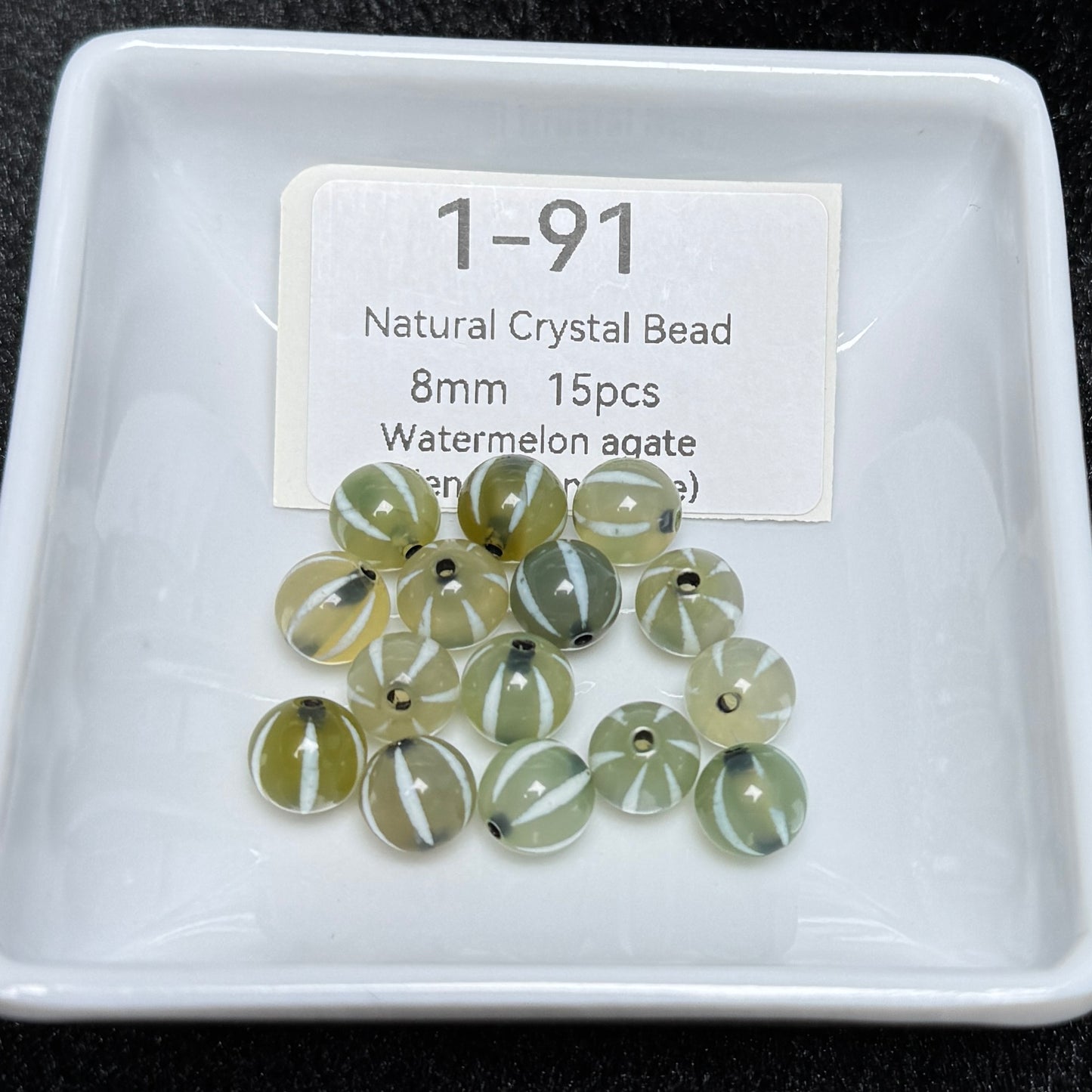 1-91 Watermelon agate(Vein is man made)
Natural Crystal Bead8mm 15pcs