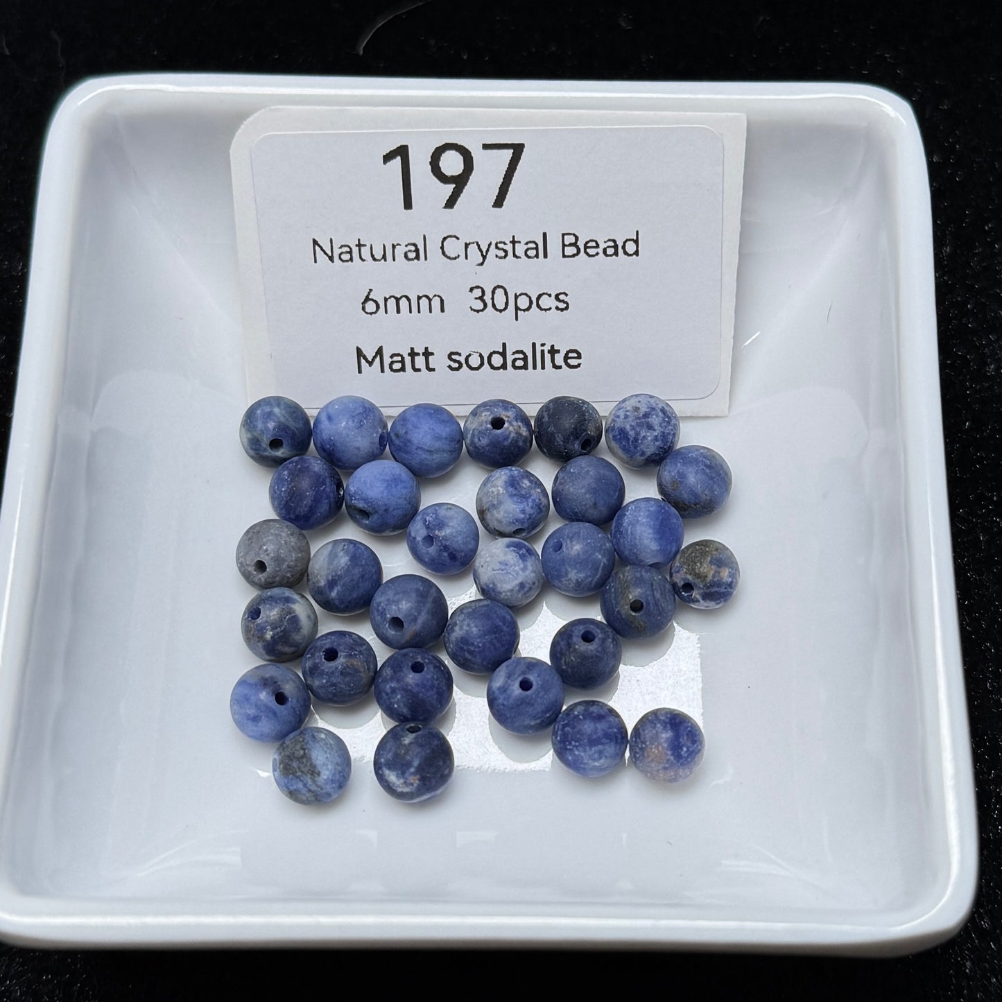 197 Matt sodalite
Natural Crystal Bead
6mm 30pcs