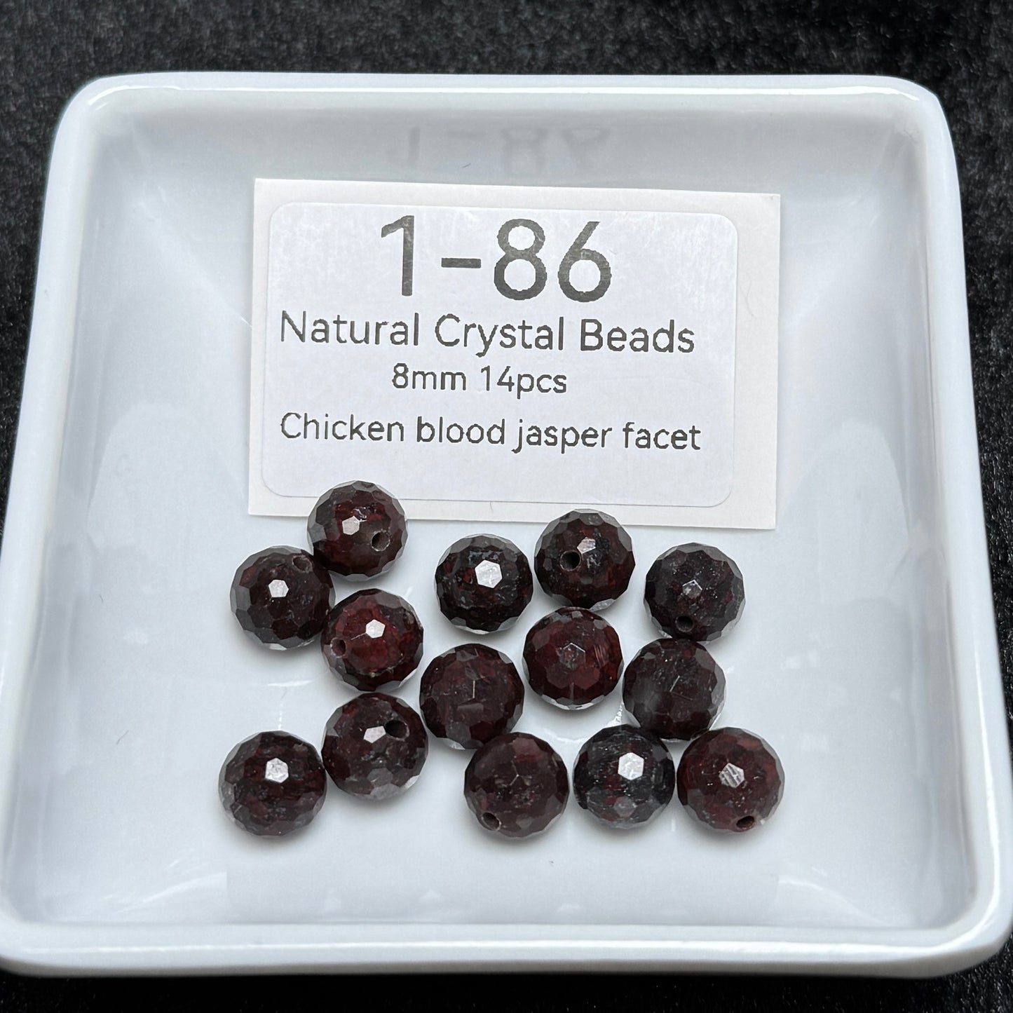 1-86 Chicken blood jasper facet
Natural Crystal Beads
8mm 14pcs