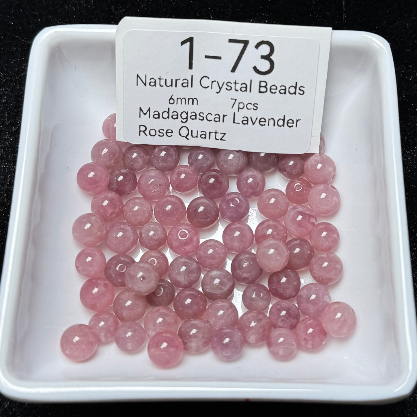 1-73 Madagascar Lavender Rose Quartz Natural Crystal Beads
6mm	7pcs
