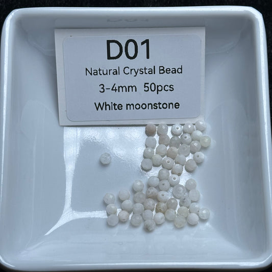 D01 White moonstone
Natural Crystal Bead
3-4mm 50pcs
