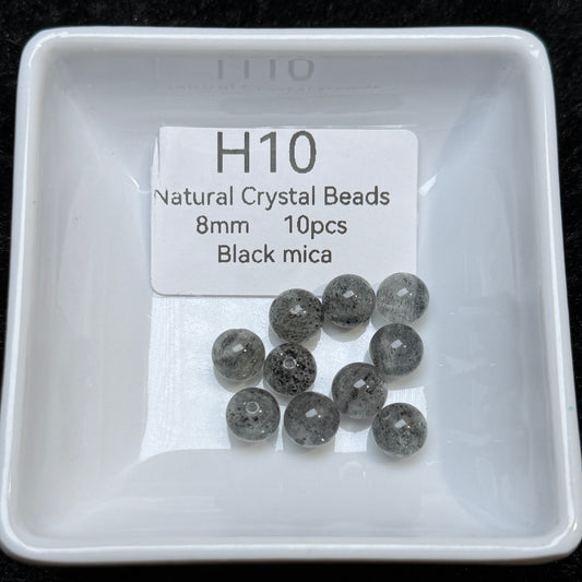 H10 Black mica
Natural Crystal Beads
8mm	10pcs