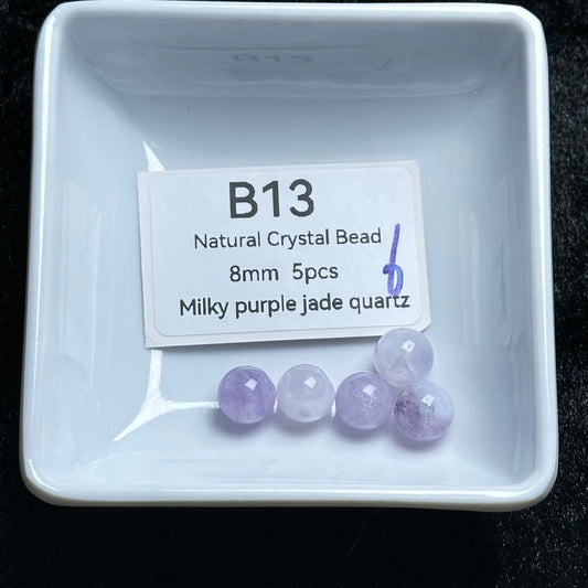 B13 Milky purple jade quartz
Natural Crystal Bead
8mm 5pcs
