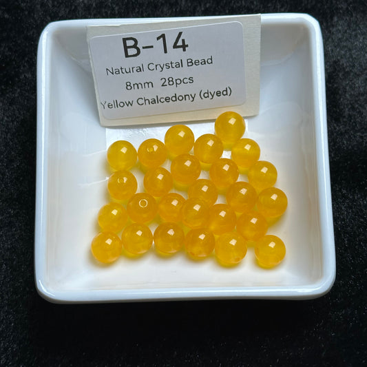 B-14 Yellow Chalcedony (dyed)
Natural Crystal Bead
8mm 28pcs